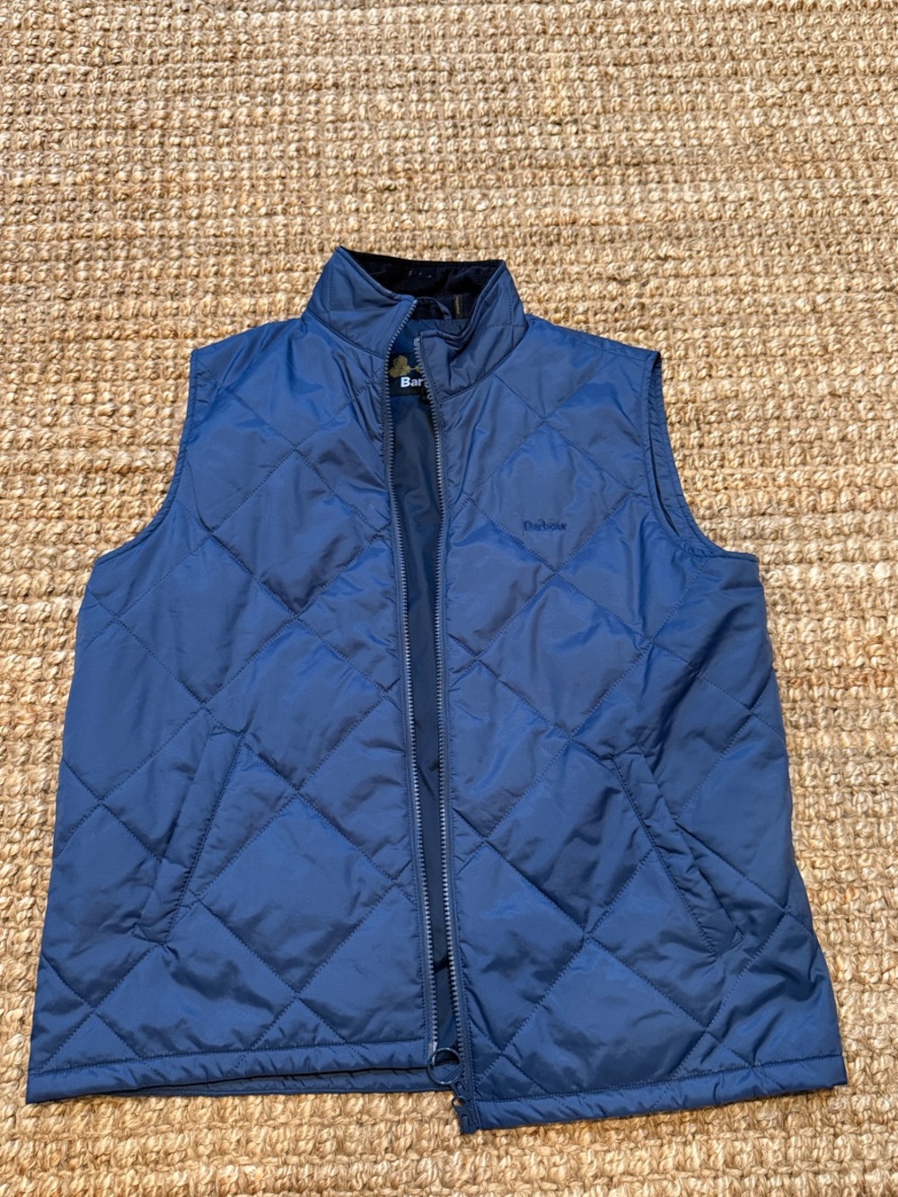 Barbour Navy Quilted Men's Vest with Stand Collar
